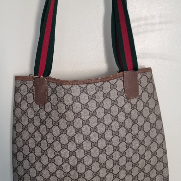 GUCCI WEB TOTE (MINOR HANDLE FRAY & CORNER ABRASION) - Picture 15 of 16